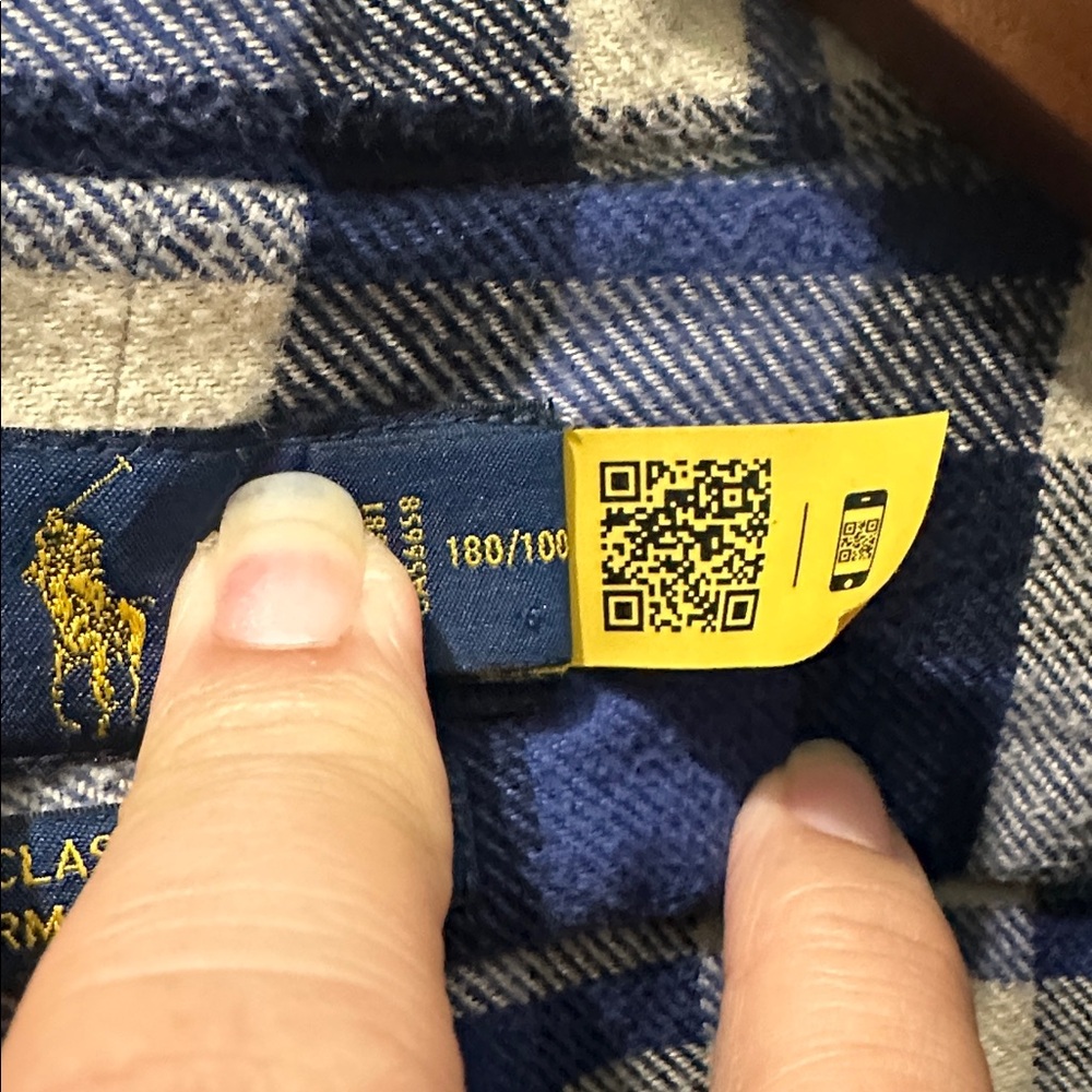 Polo Ralph Lauren‎ Shirt Mens Medium Blue Gray Plaid Flannel Button Up Preppy - Picture 5 of 7